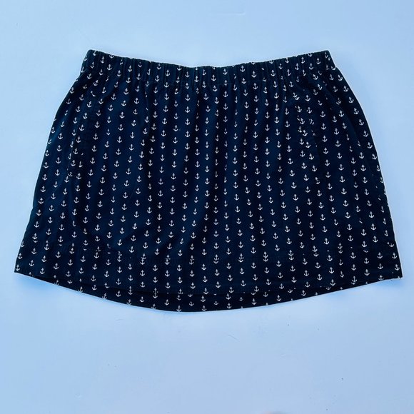 J. Crew Pull-On Navy Mini Skirt with White Anchor⚓️ Print (size XL) - Picture 2 of 10